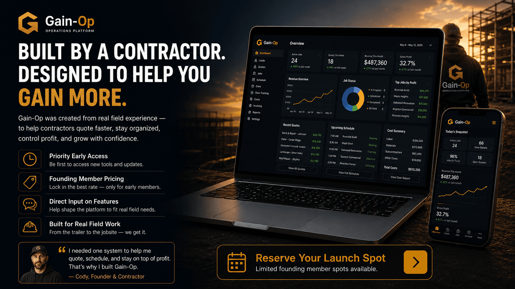 Gain-Op Dashboard — Contractor Operating System